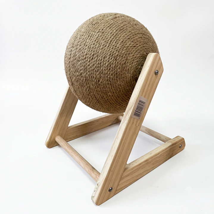 Rascador y juguete para Gatos - Bola rascadora Antiestrés con Base de Madera 1