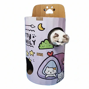 Torre Rascadora para Gatos de 3 rascadores y 3 Pisos - Casa, Rascador y Centro de Juegos 89 cm