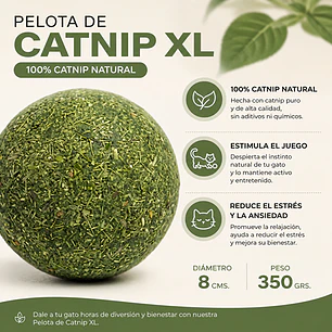 Pelota de Catnip XL para Gatos 8 cm | Juguete Interactivo con Hierba Gatera Natural