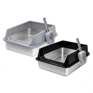 Arenero Gatos Grande Baño Sanitario Acero Inoxidable Con Pala - 50 Cm
