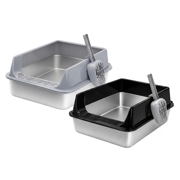 Arenero Gatos Grande Baño Sanitario Acero Inoxidable Con Pala - 50 Cm 1