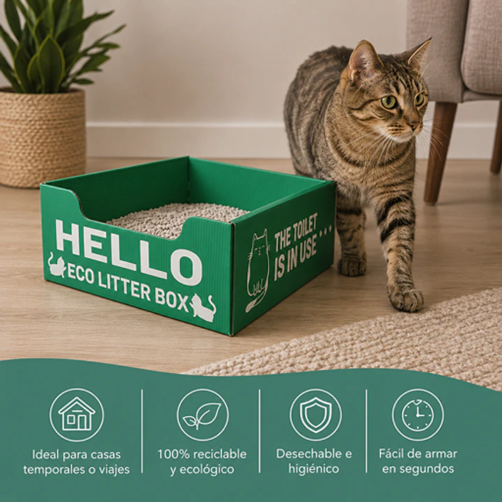 Arenero Desechable para Gatos | Baño Ecológico Portátil para Viajes, Tránsito y Hogares Temporales 3