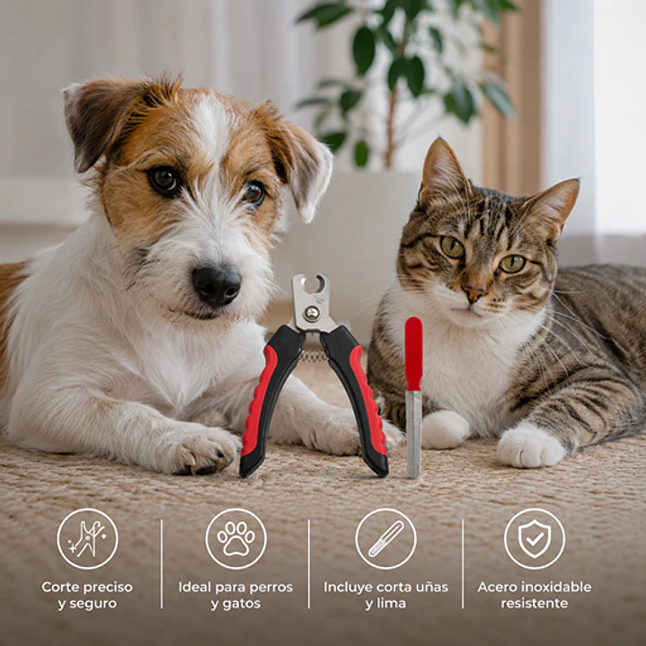 Corta Uñas Alicate Mascotas Perros Gatos + Lima Metálica 3