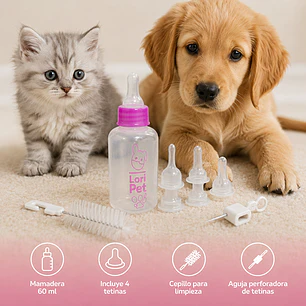 Mamadera Para Gatitos O Perritos Cachorros Mascotas Bebes 60 ML - Incluye accesorios