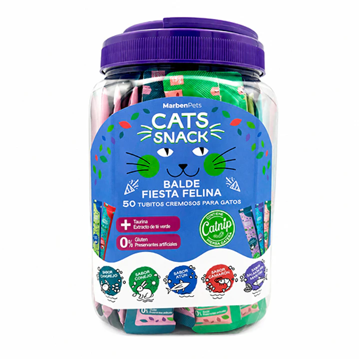 Snack gatos balde 50 tubitos - 5 sabores 1