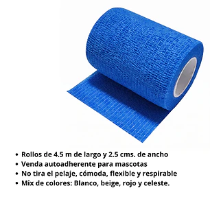 Venda Cohesiva 4,5 mt por 2.5 cm Gatos y Perros 