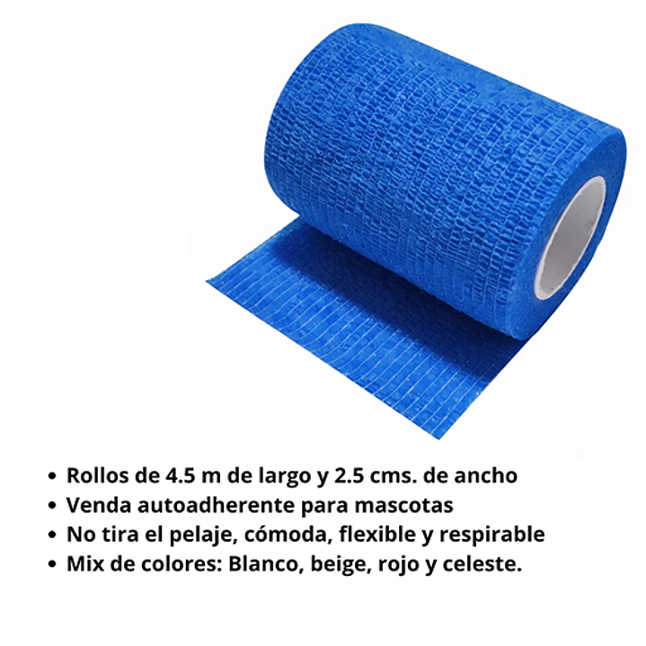 Venda Cohesiva 4,5 mt por 2.5 cm Gatos y Perros  2