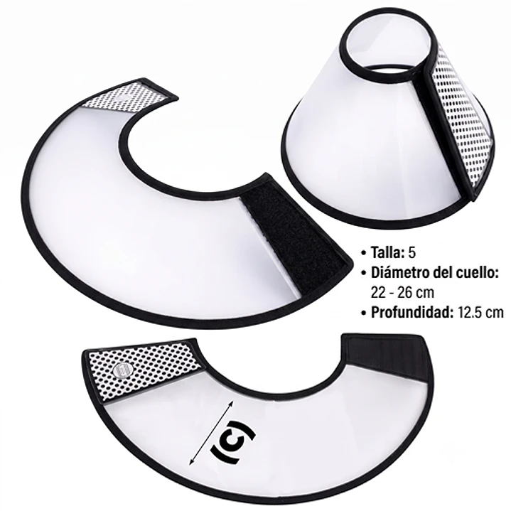 Collar Isabelino Ajustable Para Perro Pequeño Y Gato 22-26 Cm Diámetro cuello 3