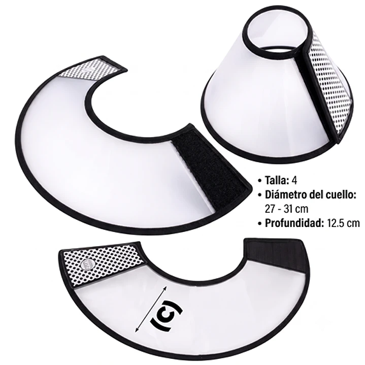Collar Isabelino Ajustable Para Perro Pequeño Y Gato 27-31 Cm Diámetro cuello 3
