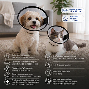 Collar Isabelino Ajustable Para Perro Pequeño Y Gato 27-31 Cm Diámetro cuello