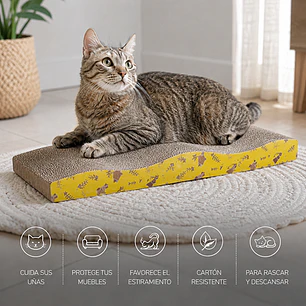 Rascador Ondulado para Gatos con Catnip de Regalo | Cartón Corrugado 43 cm
