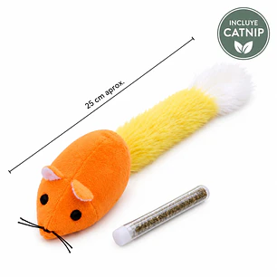 Juguete ratón peluche  más tubo con catnip 