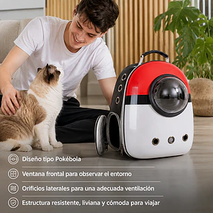 Mochila Bolso Transporte para Gatos Pokebola