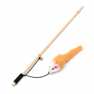 Vara juguete para gatos con ratón peludo y cascabel