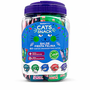 Balde 50 tubitos para Gatos - 5 sabores Marben Pets