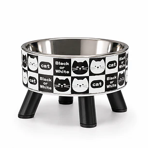 Plato para Gatos Black & White - Acero Inoxidable Removible 450 ml 