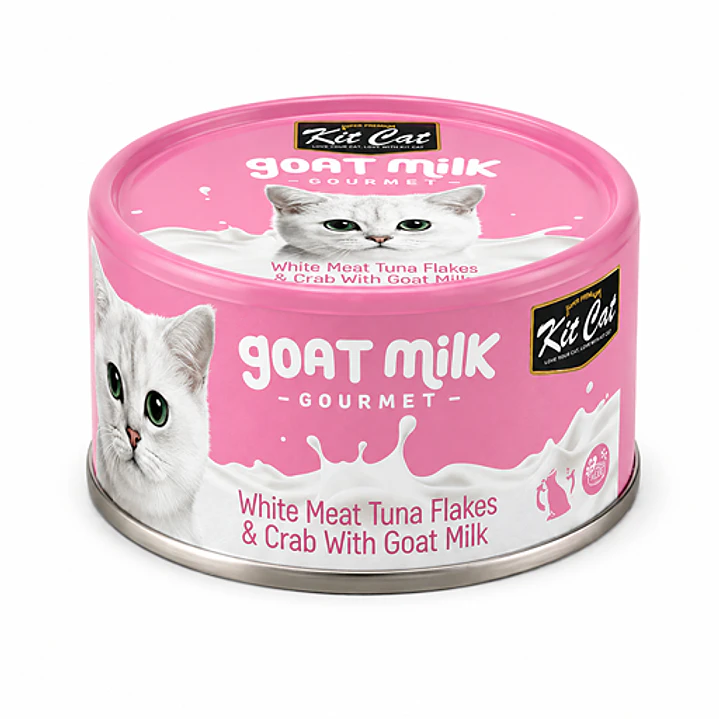 KitCat Goat Milk Lata Leche de Cabra Atún y Cangrejo - 70g Alimento Gato 1
