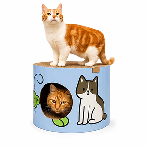 Casa Rascador Gato Cartón Diseño Blue Azul