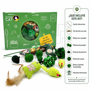 Kit de 15 Juguetes VERDES para Gatos - Wonder Cat