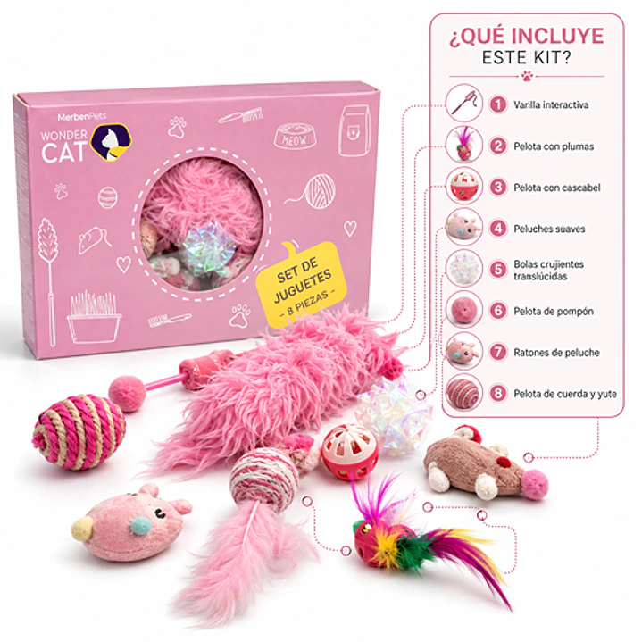Kit de 15 Juguetes ROSADOS para Gatos - Wonder Cat 2