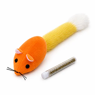 Juguete Ratón Peluche con Tubo con Catnip - 25 cm