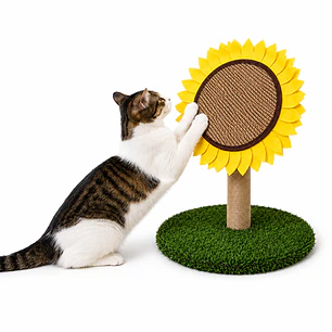 Rascador para Gatos Tipo Girasol con Cuerda  – Poste Rascador Decorativo