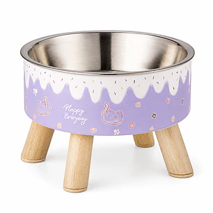 Plato para Gatos Caramelo Morado - Acero Inoxidable Removible 400 ml 
