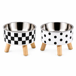 Plato Elevado para Gatos Diseño Nórdico - Acero Inoxidable Removible 450 ml 