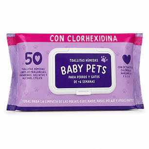 Toallitas Húmedas Gato Perro 50 Unid Clorexidina Mascotas Lavanda - Marben Pets