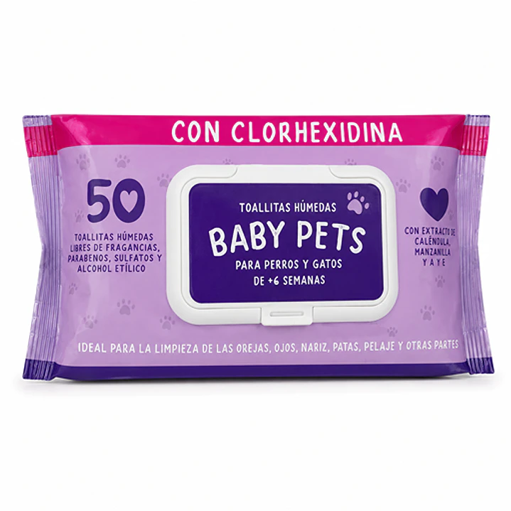 Toallitas Húmedas Gato Perro 50 Unid Clorexidina Mascotas Lavanda - Marben Pets 1