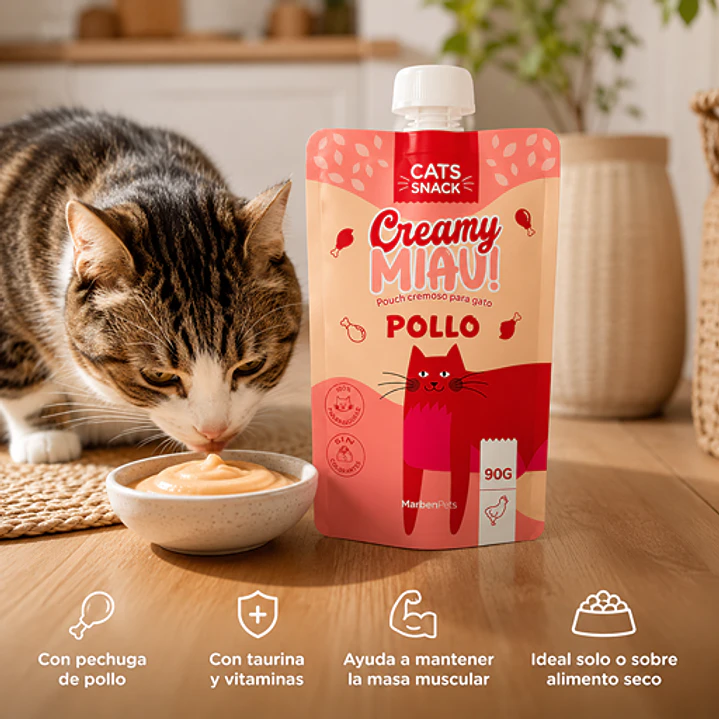Cats Snack Creamy Miau! Pouch Pollo - 90gr Marben Pets 2