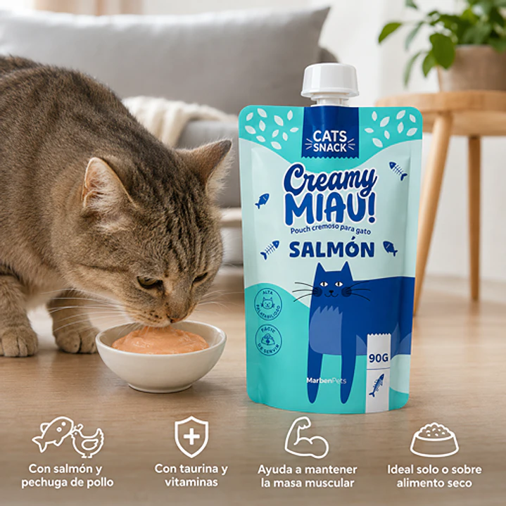 Cats Snack Creamy Miau! Pouch Salmón - 90gr Marben Pets 2
