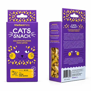 Cats Snack Galletas Rellenas Sabor Atún & Queso - 80gr Marben Pets