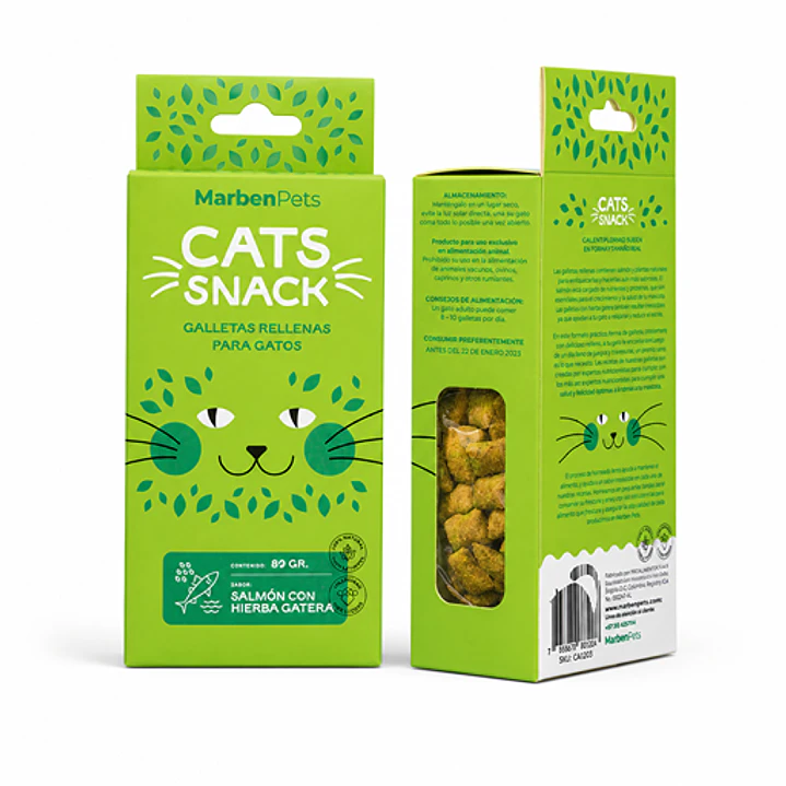 Cats Snack Galletas Rellenas Sabor Salmón & Hierba Gatera - 80gr Marben Pets 1