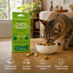 Cats Snack Galletas Rellenas Sabor Salmón & Hierba Gatera - 80gr Marben Pets