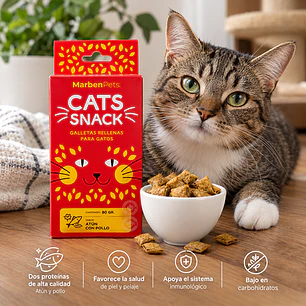 Cats Snack Galletas Rellenas Sabor Atún & Pollo - 80gr Marben Pets