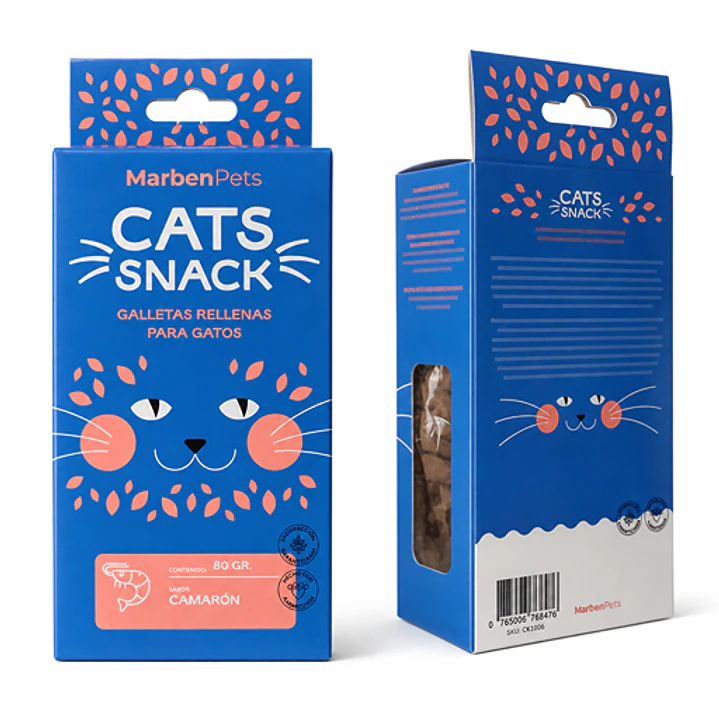 Cats Snack Galletas Rellenas Sabor Camarón - 80gr Marben Pets 1