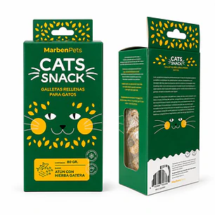 Cats Snack Galletas Rellenas Sabor Atún & Hierba Gatera - 80gr Marben Pets