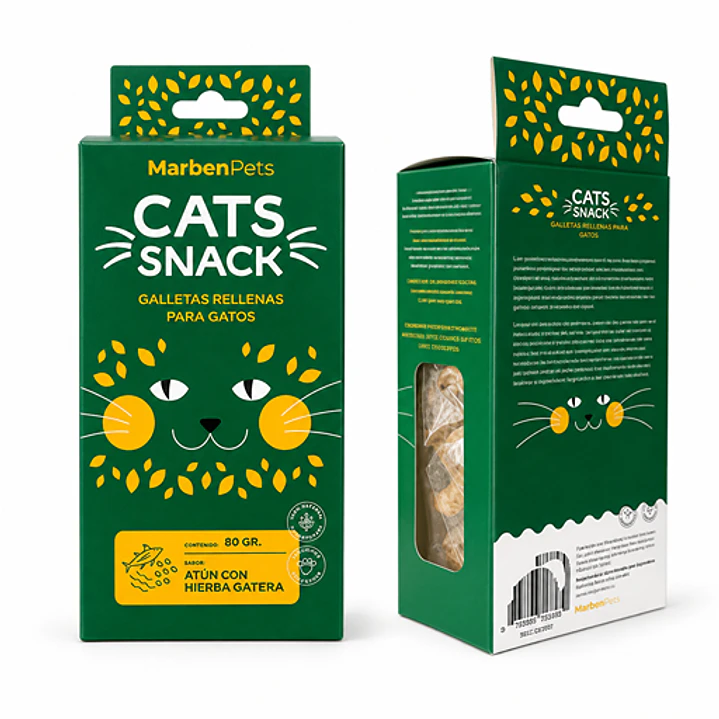 Cats Snack Galletas Rellenas Sabor Atún & Hierba Gatera - 80gr Marben Pets 1