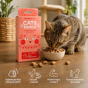 Cats Snack Galletas Rellenas Sabor Pollo & Camarón- 80gr Marben Pets