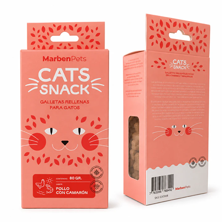 Cats Snack Galletas Rellenas Sabor Pollo & Camarón- 80gr Marben Pets 1