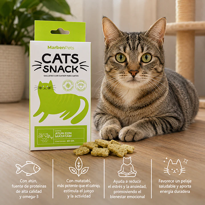 Cats Snack Galletas Sabor Atún & Matatabi  - 80gr Marben Pets 2