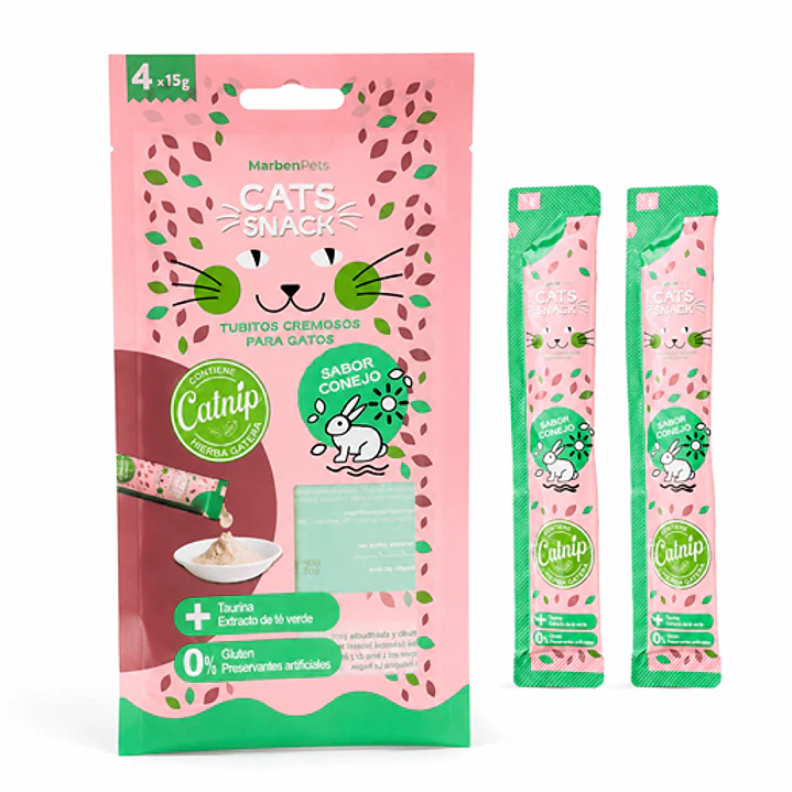 Cremoso Conejo con HIerba Gatera - Marben Pets Snack Gato 4 Unidades 1