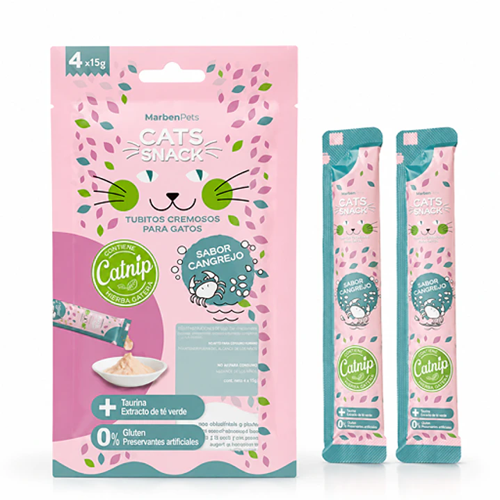 Cremoso Cangrejo con HIerba Gatera - Marben Pets Snack Gato 4 Unidades 1
