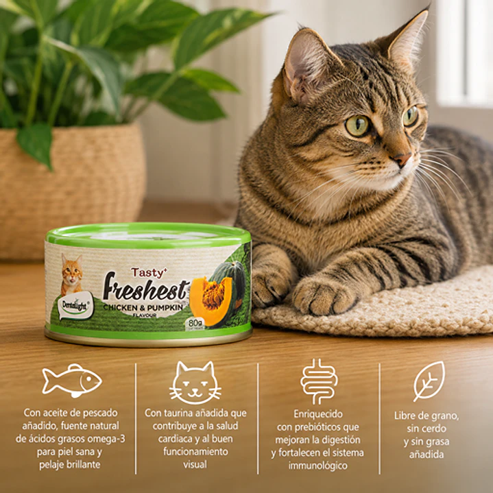 Tasty Freshest Lata de Pollo y Calabaza -  80g Alimento Gato 2