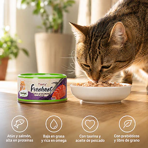 Tasty Freshest Lata de Atún y Salmón - 80g Alimento Gato