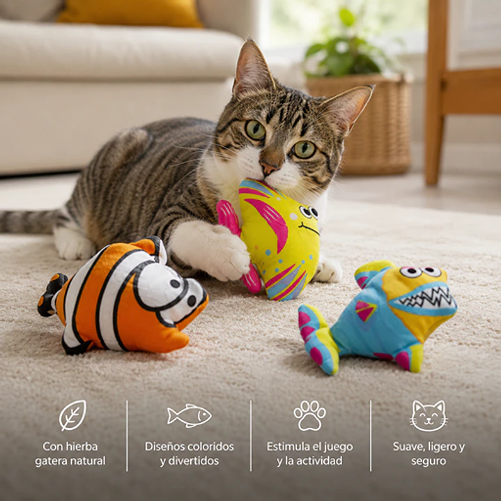 Juguete para Gato Diseño Peces  - Con Hierba Gatera 2