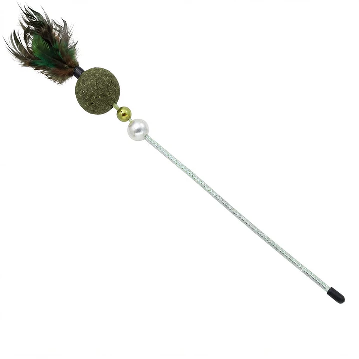 Vara con pelota de catnip  más plumas  Juguete gatos  1