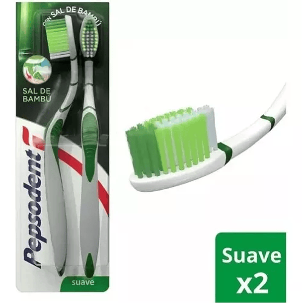 Cepillo Dental Pepsodent Bambu Suave Pack 2 Unidades