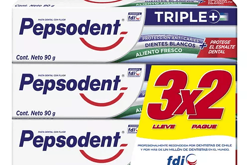 Pack pasta dental Pepsodent Triple+ 3 x 90gr 